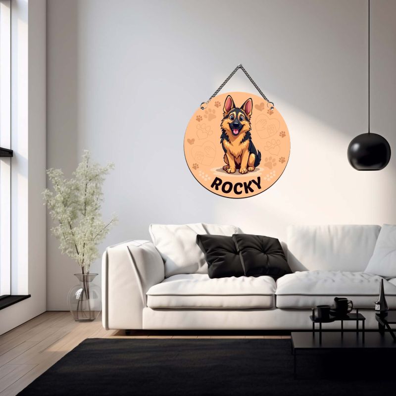 Personalized Cute Dog Theme Wall Hanging Best Gifts for Dogs Lover Home Decoration Items for Living Room, Bedroom & Hall Dog Theme Return Gift Door Name Plate
